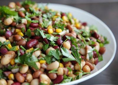 طرز تهیه سالاد حبوبات با سس ماست